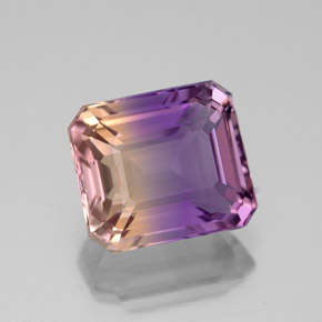 4.01克拉天然双色紫黄晶，祖母绿式切割，10×8.7毫米，VVS