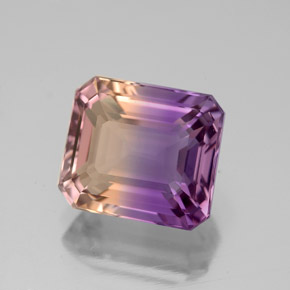 4.01克拉天然双色紫黄晶，祖母绿式切割，10×8.7毫米，VVS