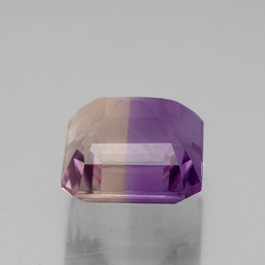 4.74克拉天然双色紫黄晶，祖母绿式切割，10×9.6毫米，VVS-VS
