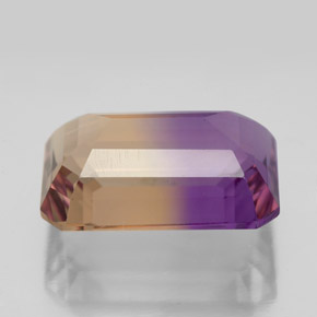 10.42克拉天然双色紫黄晶，祖母绿式切割，16.1×11.5毫米，VVS