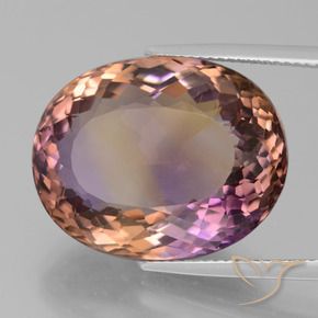 27.34克拉天然双色紫黄晶，椭圆形切割，21.7×17.2毫米，VVS