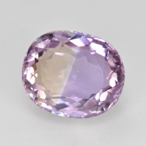 4.58克拉天然双色紫黄晶，椭圆形切割，11×9.2毫米，VVS