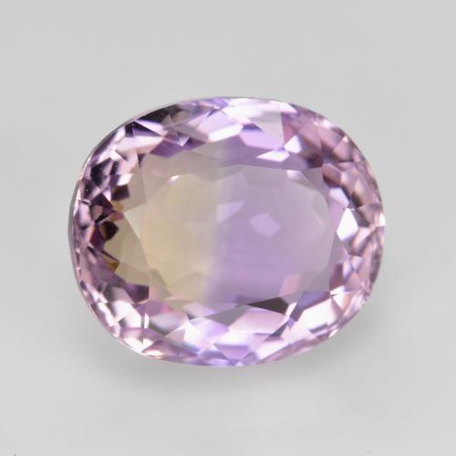 4.58克拉天然双色紫黄晶，椭圆形切割，11×9.2毫米，VVS