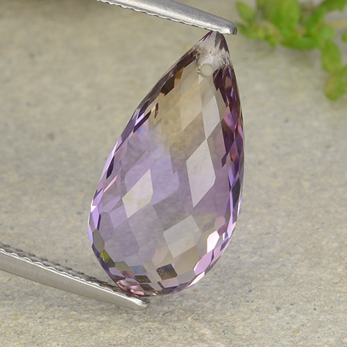 7.71克拉天然双色紫黄晶，水滴珠形切工，18×9.4毫米，VVS