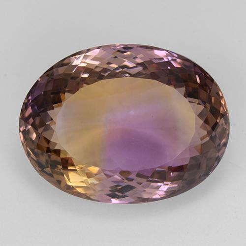 29.93克拉天然双色紫黄晶，椭圆形切割，23.3×17.8毫米，IF