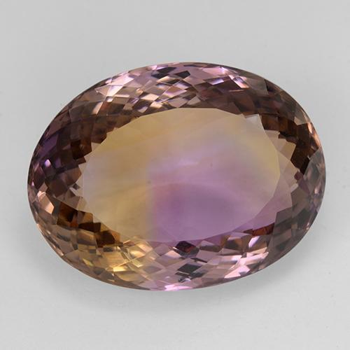 29.93克拉天然双色紫黄晶，椭圆形切割，23.3×17.8毫米，IF