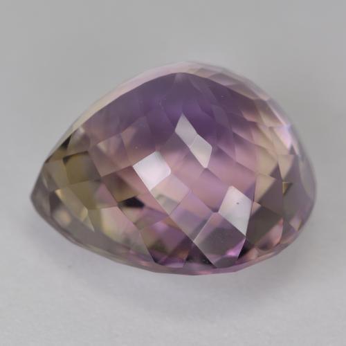 19.34克拉天然双色紫黄晶，梨形，17.4×17.1毫米，VS