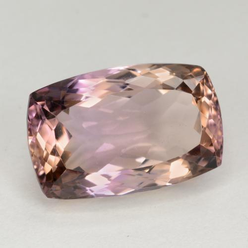 12.72克拉天然双色紫黄晶，垫形剪裁，17.6×11.4毫米，VVS