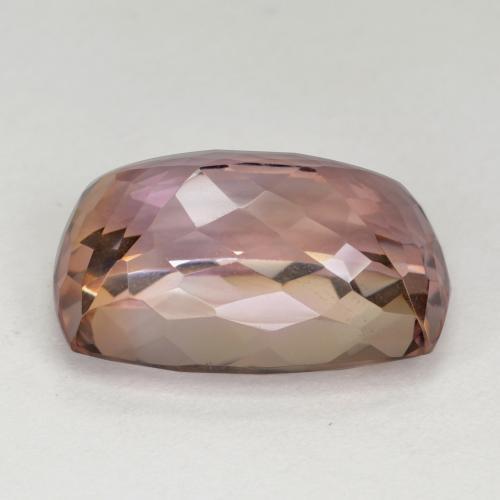 12.72克拉天然双色紫黄晶，垫形剪裁，17.6×11.4毫米，VVS