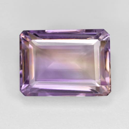 7.53克拉天然双色紫黄晶，祖母绿式切割，13.3×9.8毫米，VS