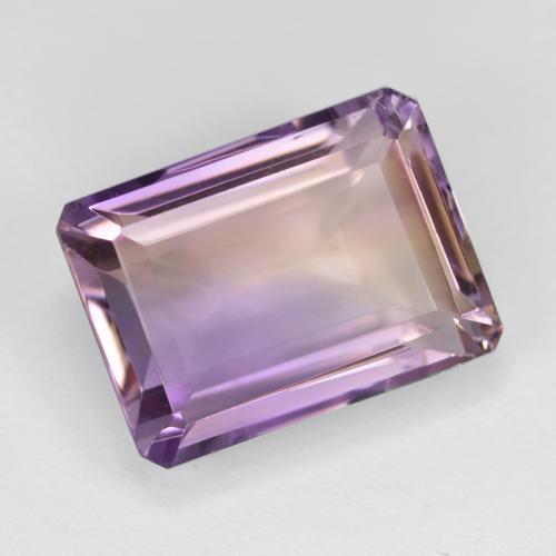 7.53克拉天然双色紫黄晶，祖母绿式切割，13.3×9.8毫米，VS