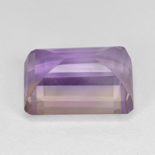 7.53克拉天然双色紫黄晶，祖母绿式切割，13.3×9.8毫米，VS