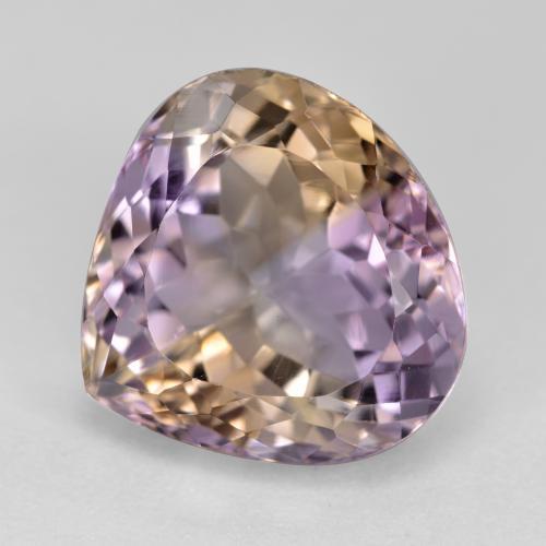 9.50克拉天然双色紫黄晶，梨形，13.5×14毫米，VVS