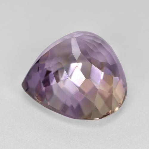 9.50克拉天然双色紫黄晶，梨形，13.5×14毫米，VVS