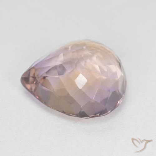 6.23克拉天然双色紫黄晶，梨形，12.9×12.9毫米，VS