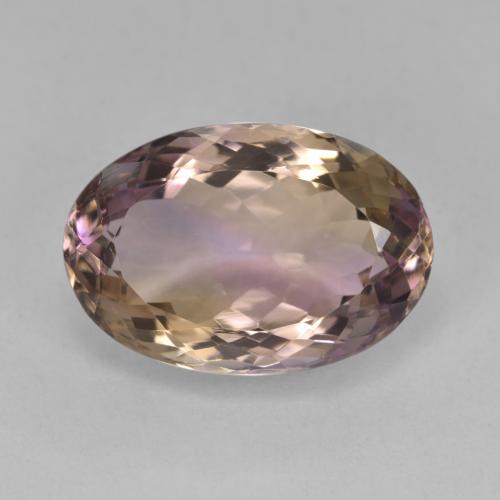 8.92克拉天然双色紫黄晶，椭圆形切割，16.7×11.3毫米，VVS