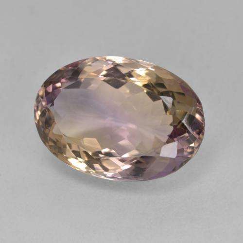 8.92克拉天然双色紫黄晶，椭圆形切割，16.7×11.3毫米，VVS