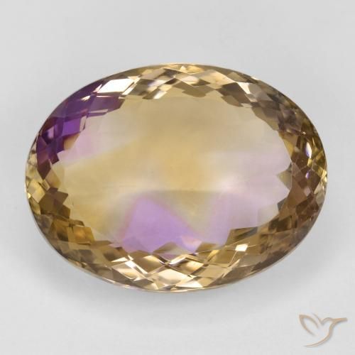 24.08ct 天然 双色 紫黄晶, 椭圆形, VVS