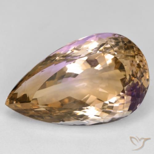 27.14ct 天然 双色 紫黄晶, 梨形, VVS-VS