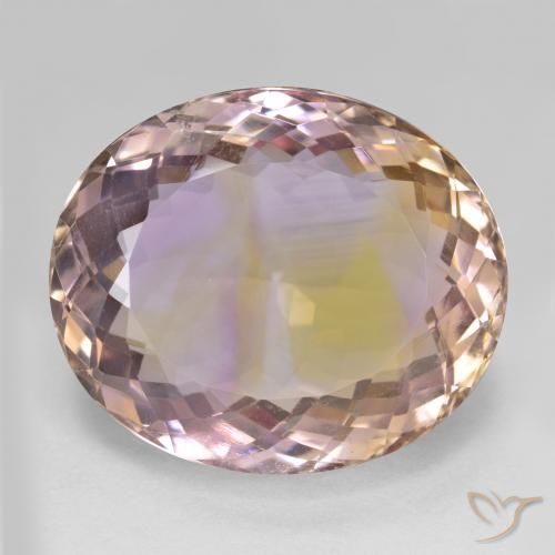25.10ct 天然 双色 紫黄晶, 椭圆形, VVS