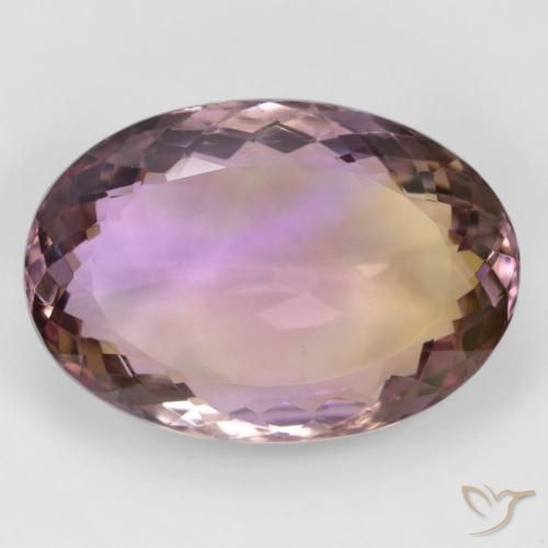 32.77ct 天然 双色 紫黄晶, 椭圆形, VVS