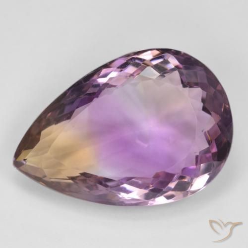 19.64ct 天然 双色 紫黄晶, 梨形, VVS-VS