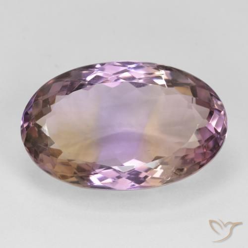 18.83ct 天然 双色 紫黄晶, 椭圆形, VVS-VS