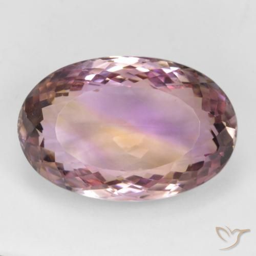24.09克拉天然双色紫黄晶，椭圆形切割，22.2×14.7毫米，VVS