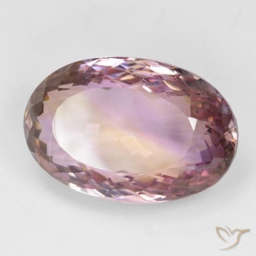 24.09克拉天然双色紫黄晶，椭圆形切割，22.2×14.7毫米，VVS