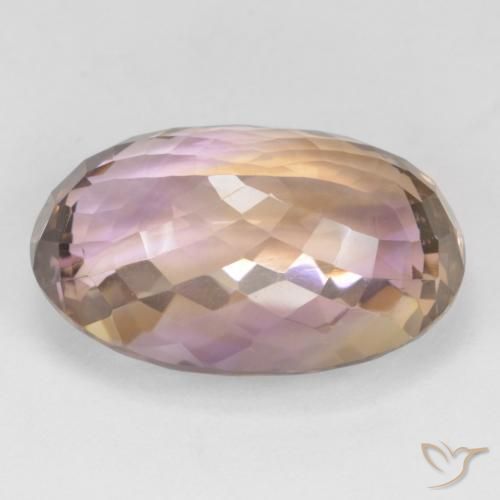 24.09克拉天然双色紫黄晶，椭圆形切割，22.2×14.7毫米，VVS