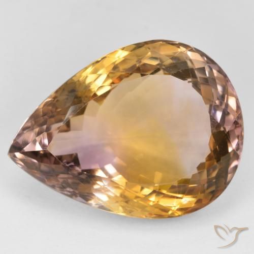 31.86ct 天然 双色 紫黄晶, 梨形, VVS