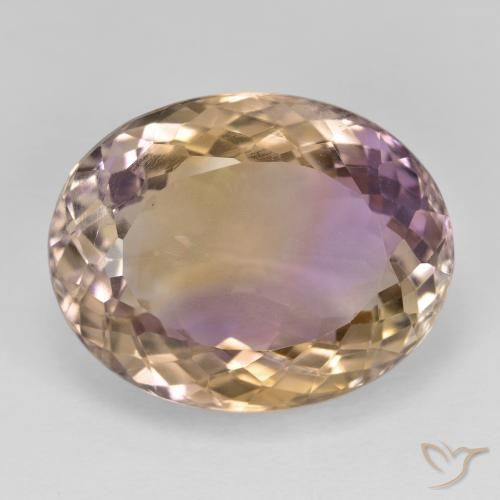 20.21ct 天然 双色 紫黄晶, 椭圆形, VVS-VS