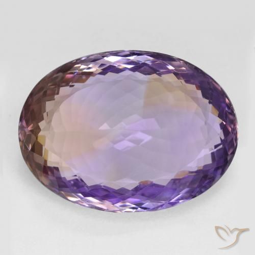 25.38ct 天然 双色 紫黄晶, 椭圆形, VVS-VS