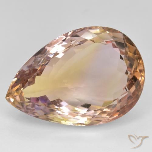 28.98ct 天然 双色 紫黄晶, 梨形, VVS-VS