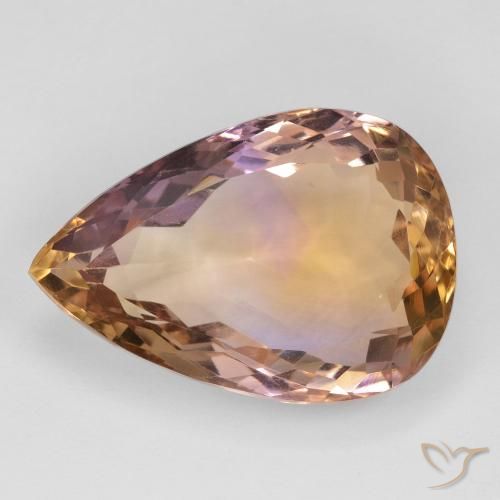 18.63ct 天然 双色 紫黄晶, 梨形, VS