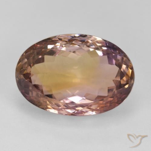 17.33ct 天然 双色 紫黄晶, 椭圆形, VVS-VS