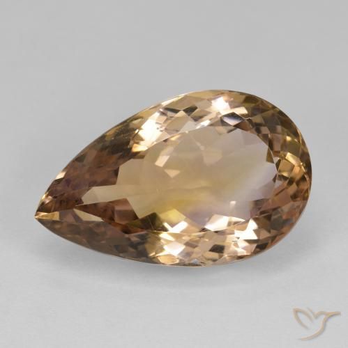 17.66ct 天然 双色 紫黄晶, 梨形, VS