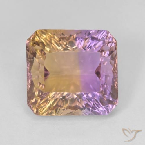 9.05ct 天然 双色 紫黄晶, 祖母绿式切割, VVS-VS