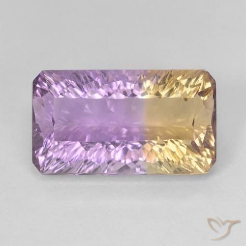 6.56ct 天然 双色 紫黄晶, 祖母绿式切割, VVS-VS
