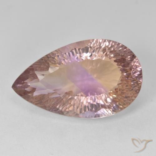 12.63ct 天然 双色 紫黄晶, 梨形, VVS