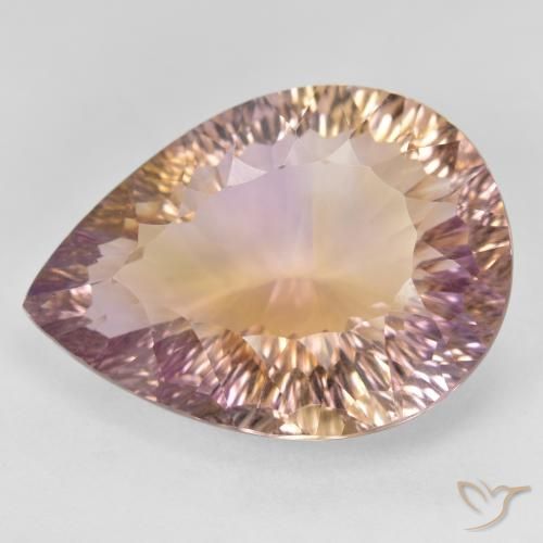 19.08ct 天然 双色 紫黄晶, 梨形, VVS