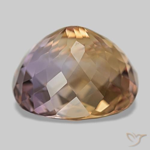 15.86克拉天然双色紫黄晶，椭圆形切割，16×14.7毫米，VVS-VS