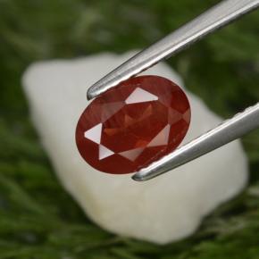 0.98克拉天然红色中长拉长石，椭圆形切割，7.9×5.9毫米，SI