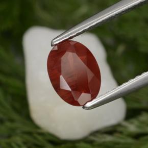 0.98克拉天然红色中长拉长石，椭圆形切割，7.9×5.9毫米，SI