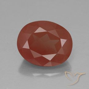 3.83ct 天然 橙红色 中长石拉长石, 椭圆形, 透明/半透明