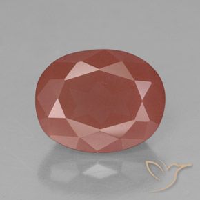 2.59ct 天然 淡红橙色 中长石拉长石, 椭圆形, 透明/半透明