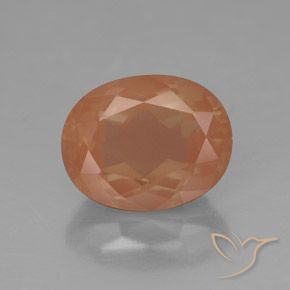 2.99ct 天然 浅红橙色 中长石拉长石, 椭圆形, 透明