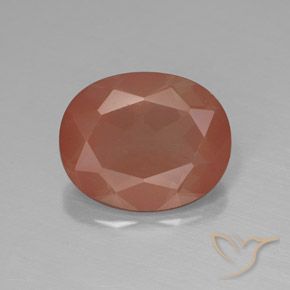 3.10ct 天然 淡红橙色 中长石拉长石, 椭圆形, 半透明