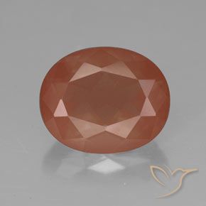 3.40ct 天然 淡红橙色 中长石拉长石, 椭圆形, 半透明