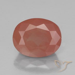 3.00ct 天然 淡红橙色 中长石拉长石, 椭圆形, 透明/半透明